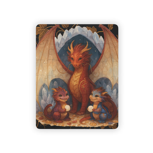 Jigsaw puzzle with dragons on a decorative box