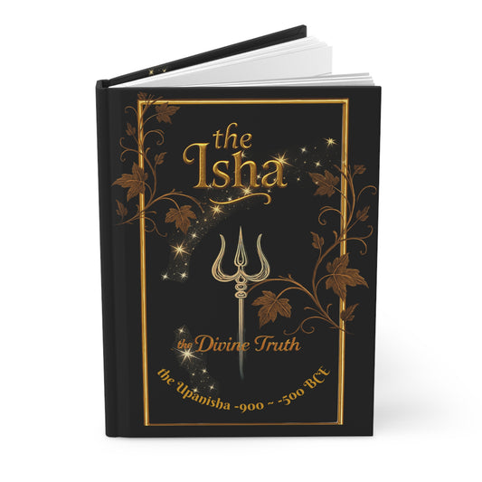 Black book titled 'the Isha the Divine Truth' with gold design on a white background